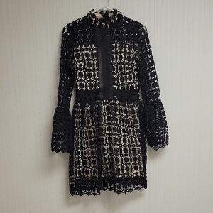 Eilly Bazar Black Lace Dress With Beige Lining. Women's Med NWT whimsigoth